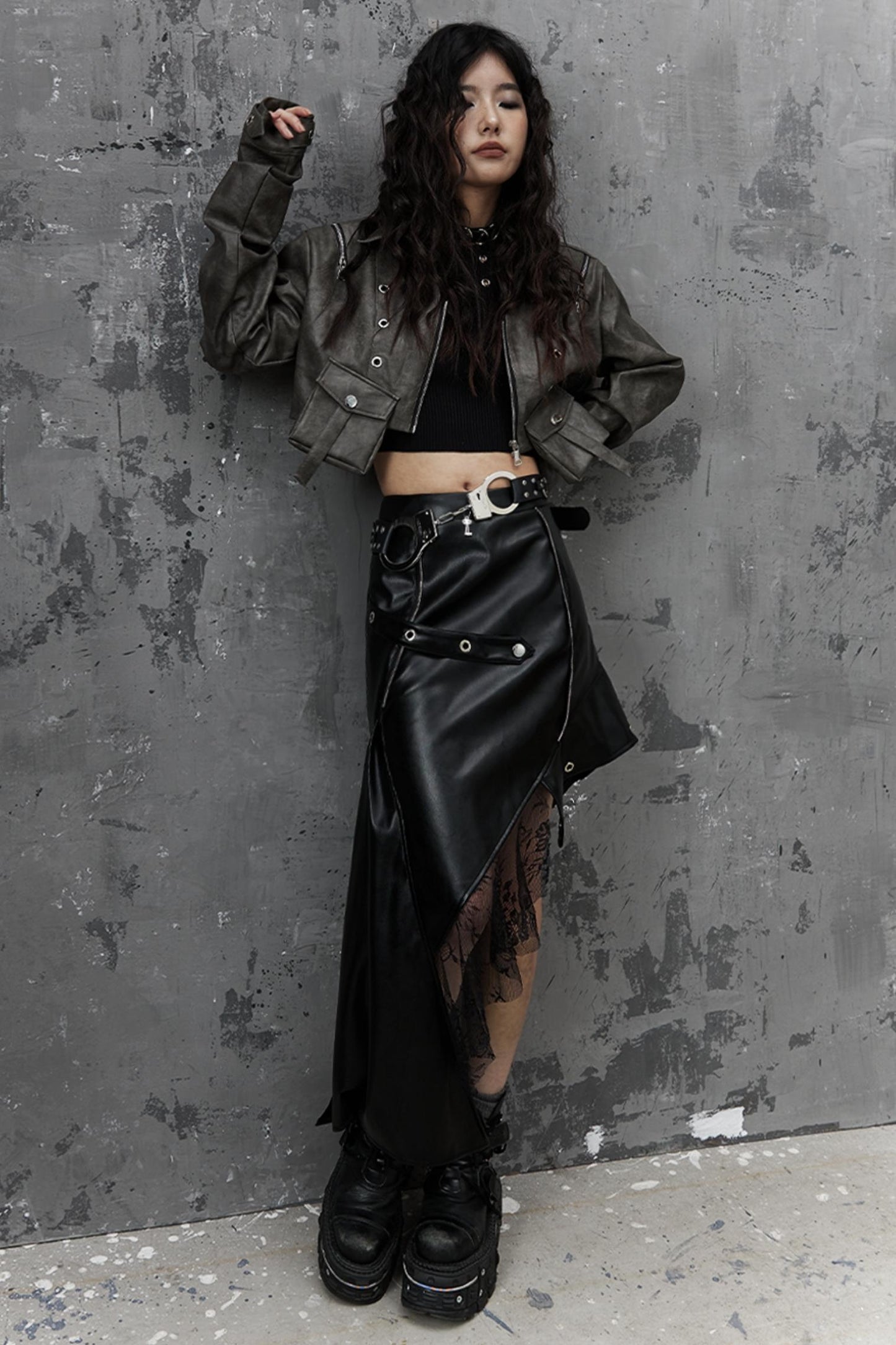 Vintage Distressed Punk Leather Jacket