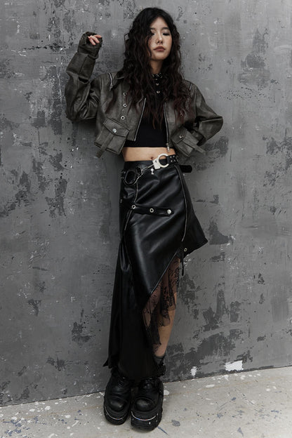 Vintage Distressed Punk Leather Jacket