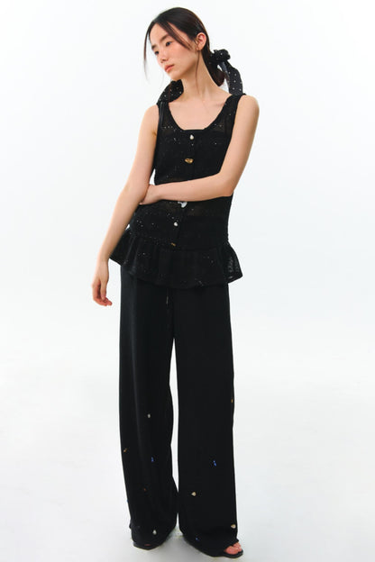 Shards Sequin Ruffled Top