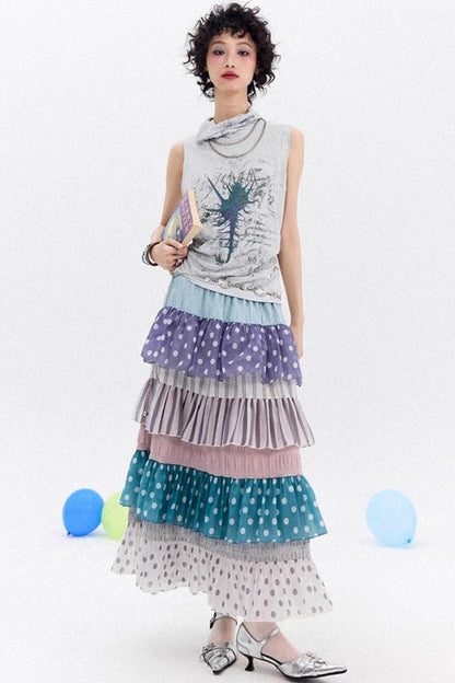 Asymmetrical Pleated Tank Top