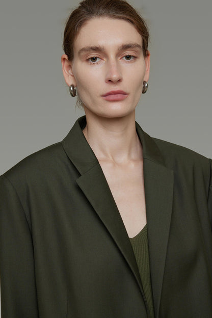 High-End Loose Pleated Coat Set-Up