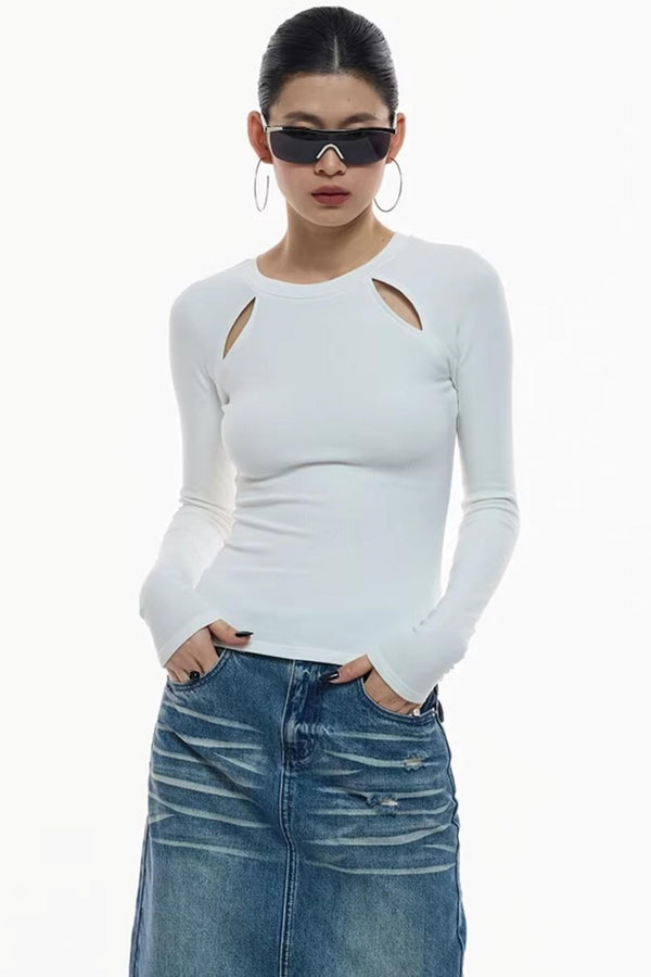 Fleece Shoulder-Cutout Top
