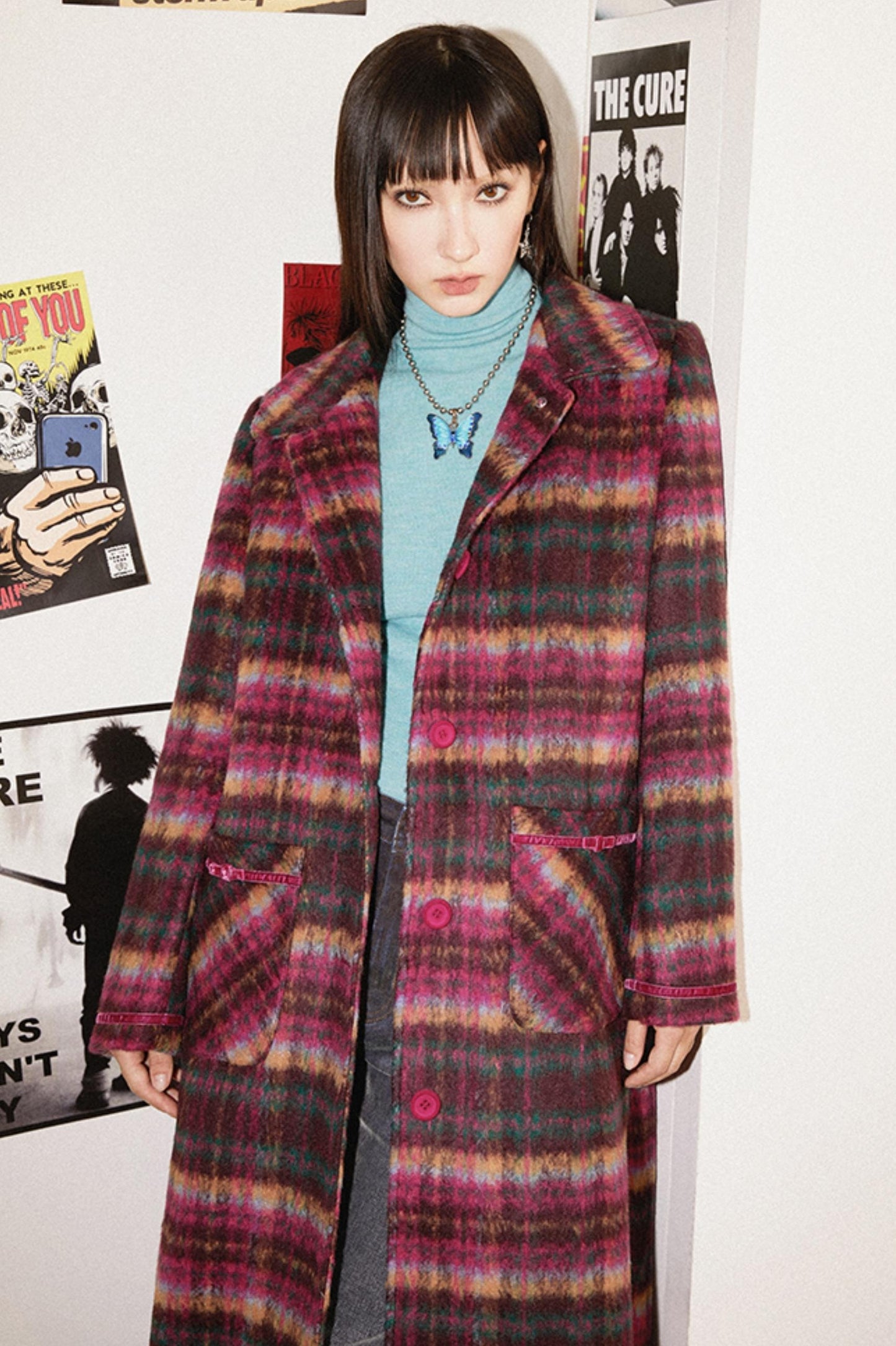 Retro Check Long Coat