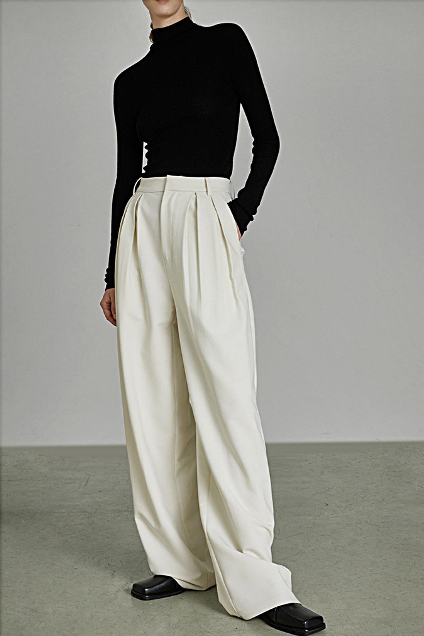 High-Waist Wide-Leg Draped Pants