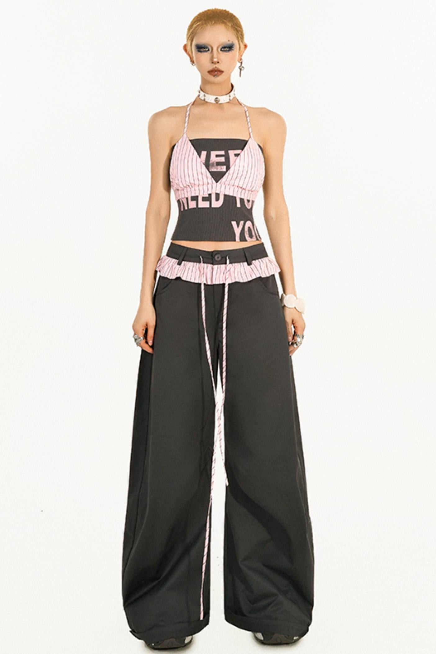 Cool Striped Bustier Tank Set-Up