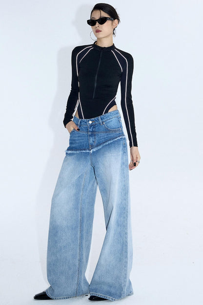 Reflective Stripe Biker Jumpsuit Top