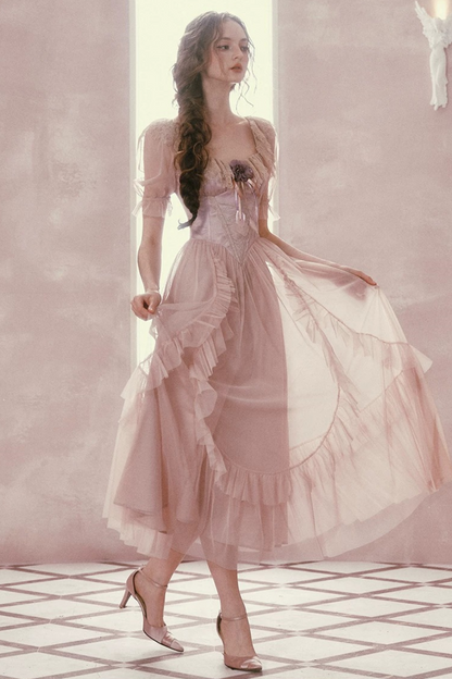 Purple Victorian Corset Mesh Dress