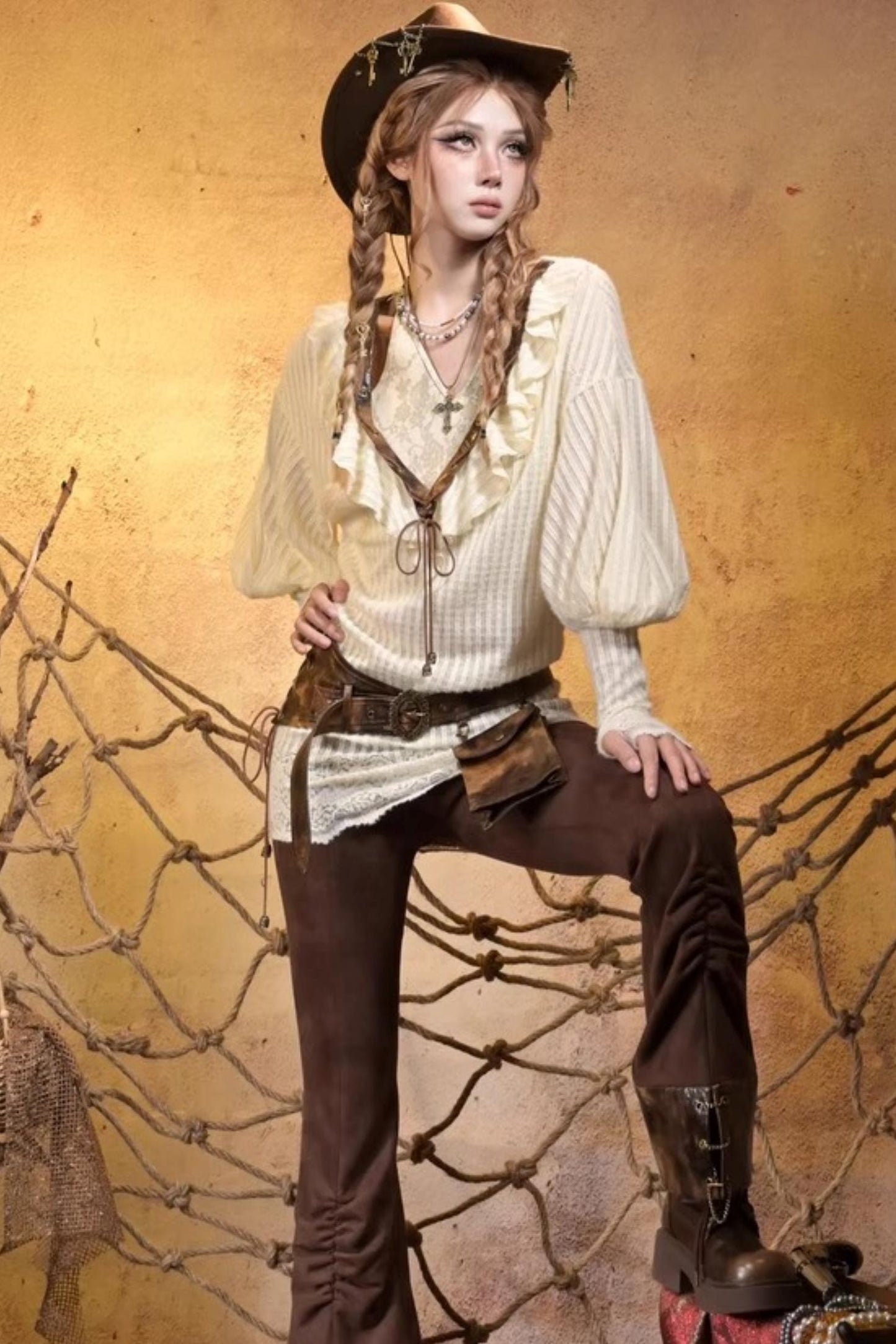 Punk Retro Knitted Dress Set-Up