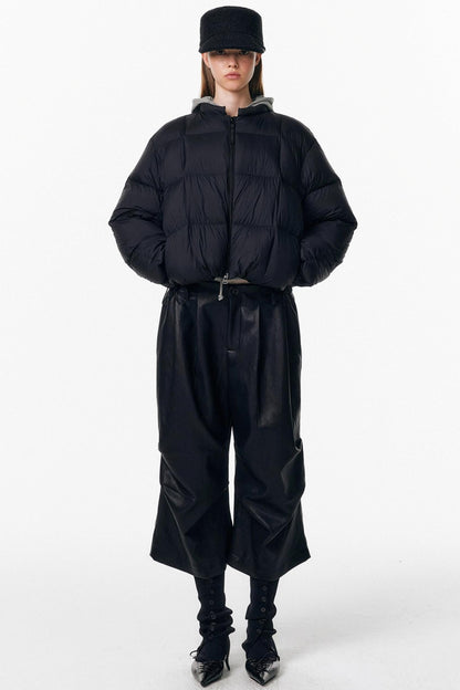 Irregular Pleated Leather Pants