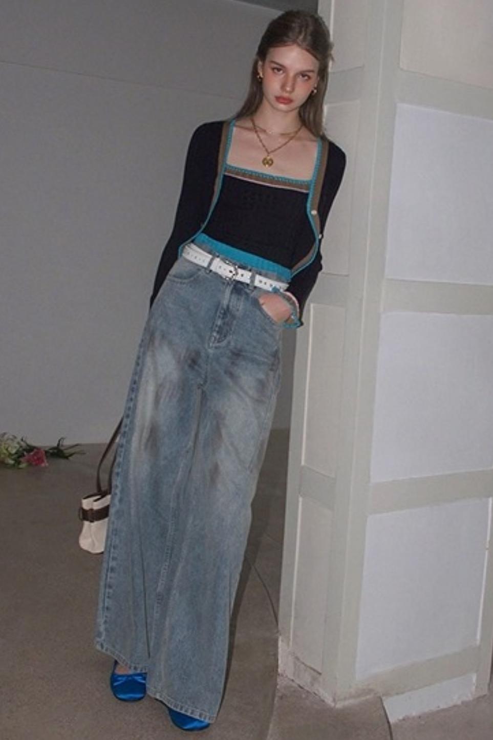 Stardust Color Distress Denim Pants