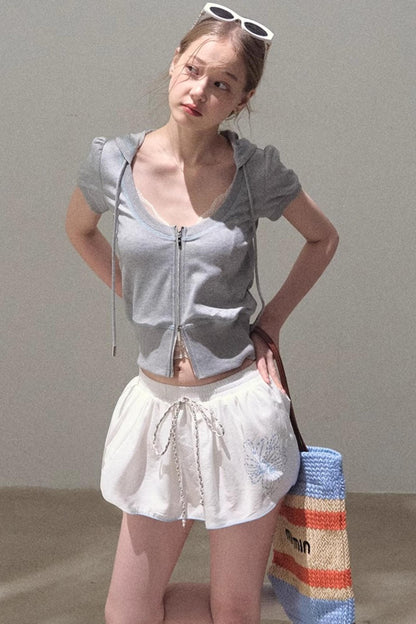 Color-Block Hooded Cardigan