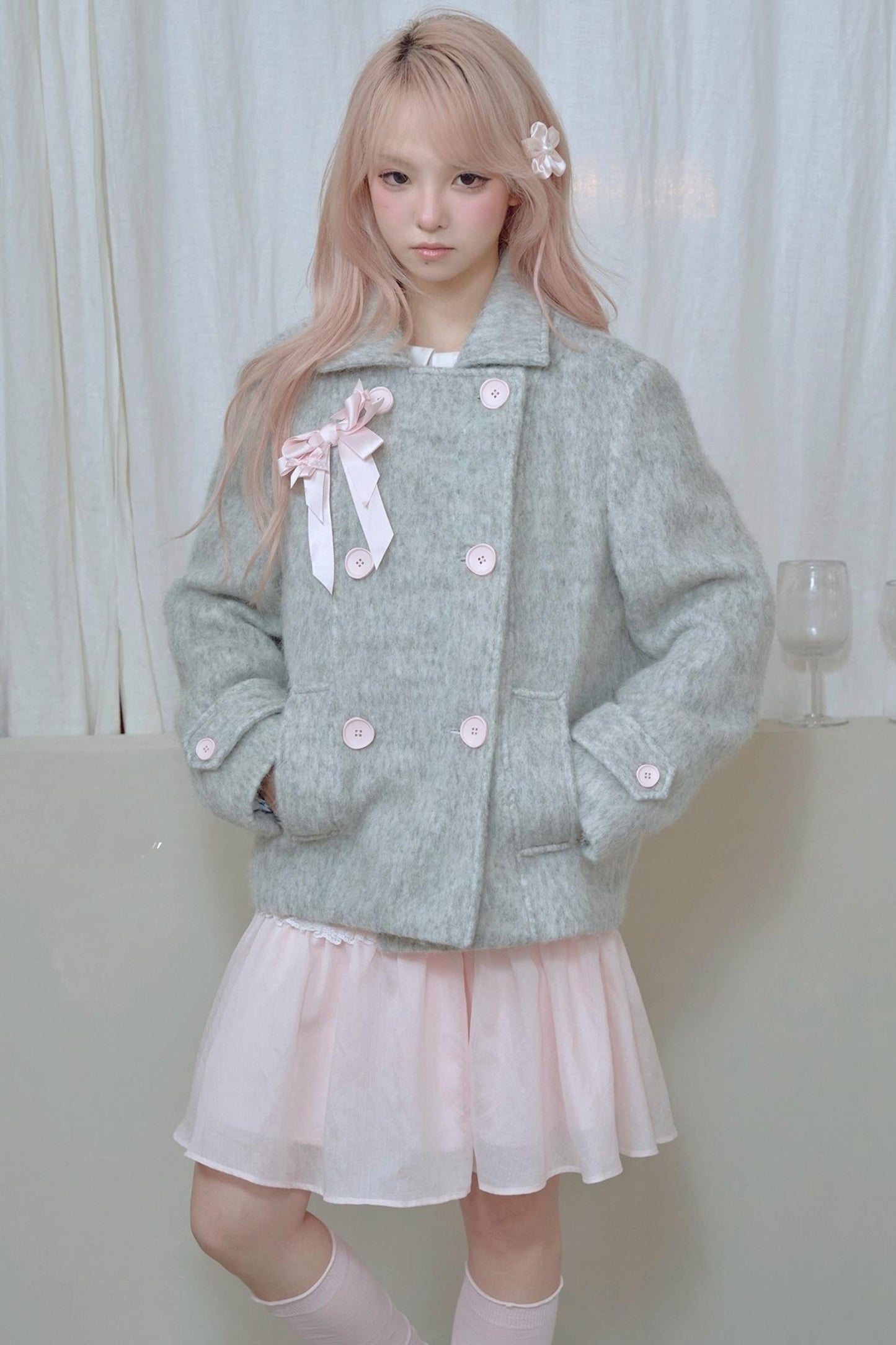 Pleated Lace Pink Skirt