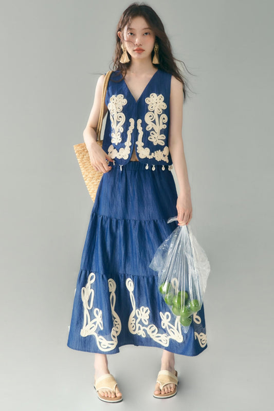 Wind Vines Flower Shell Pendant Vest Set-Up