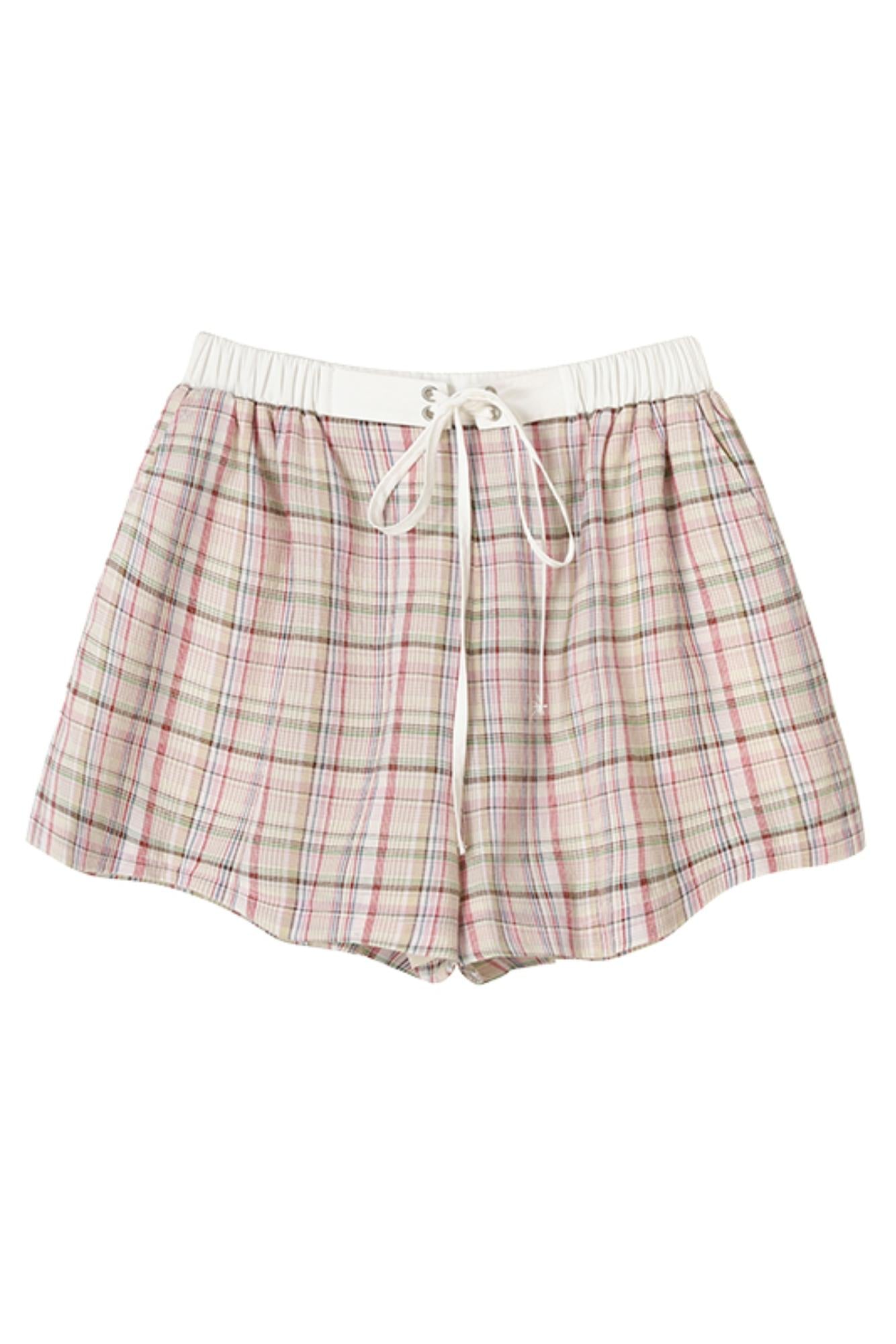 Purple Plaid Tie-Front Shirt Pants Set-Up