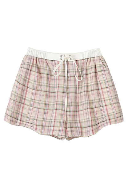 Purple Plaid Tie-Front Shirt Pants Set-Up