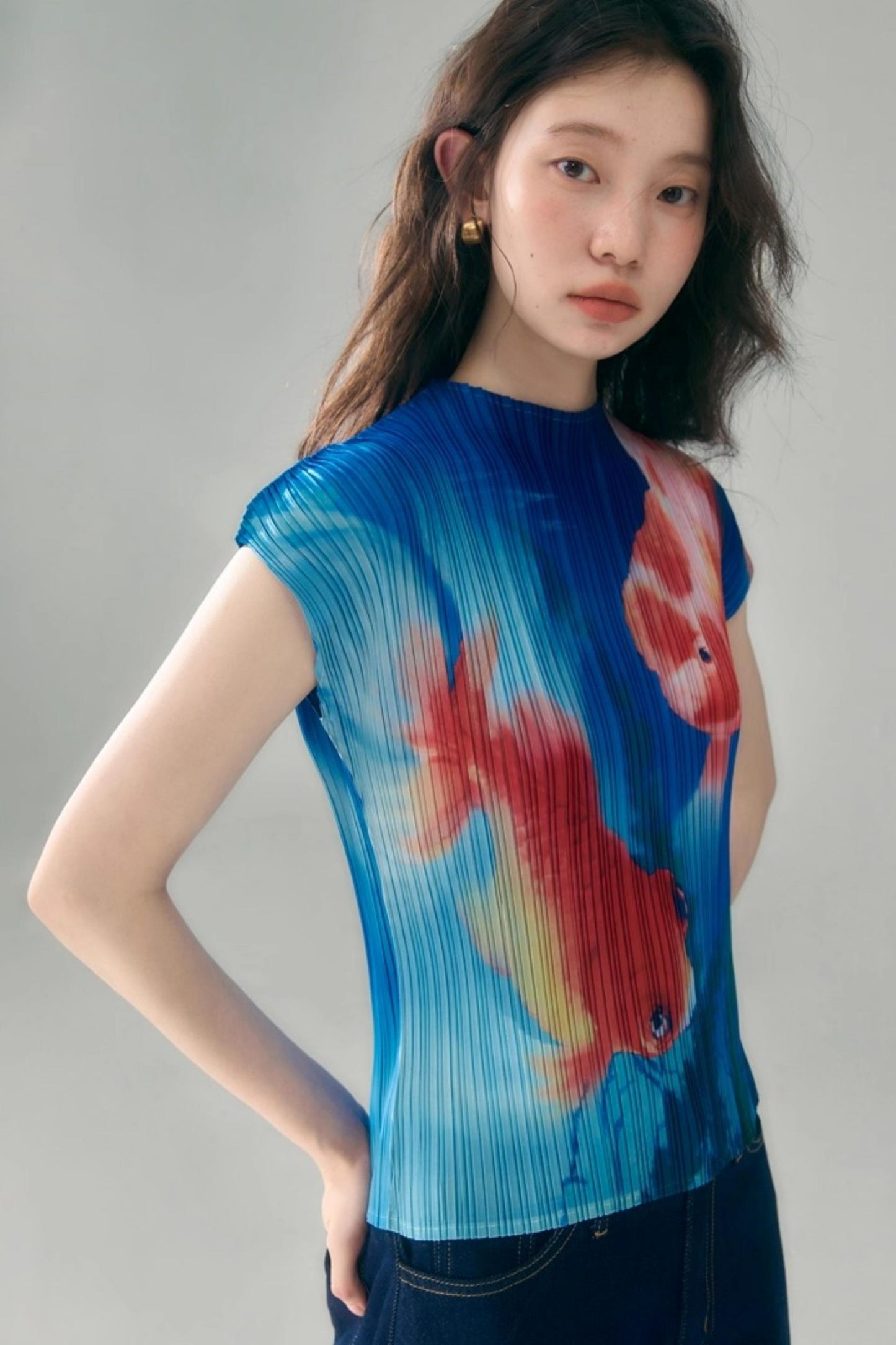 Goldfish Retro Pleated Top
