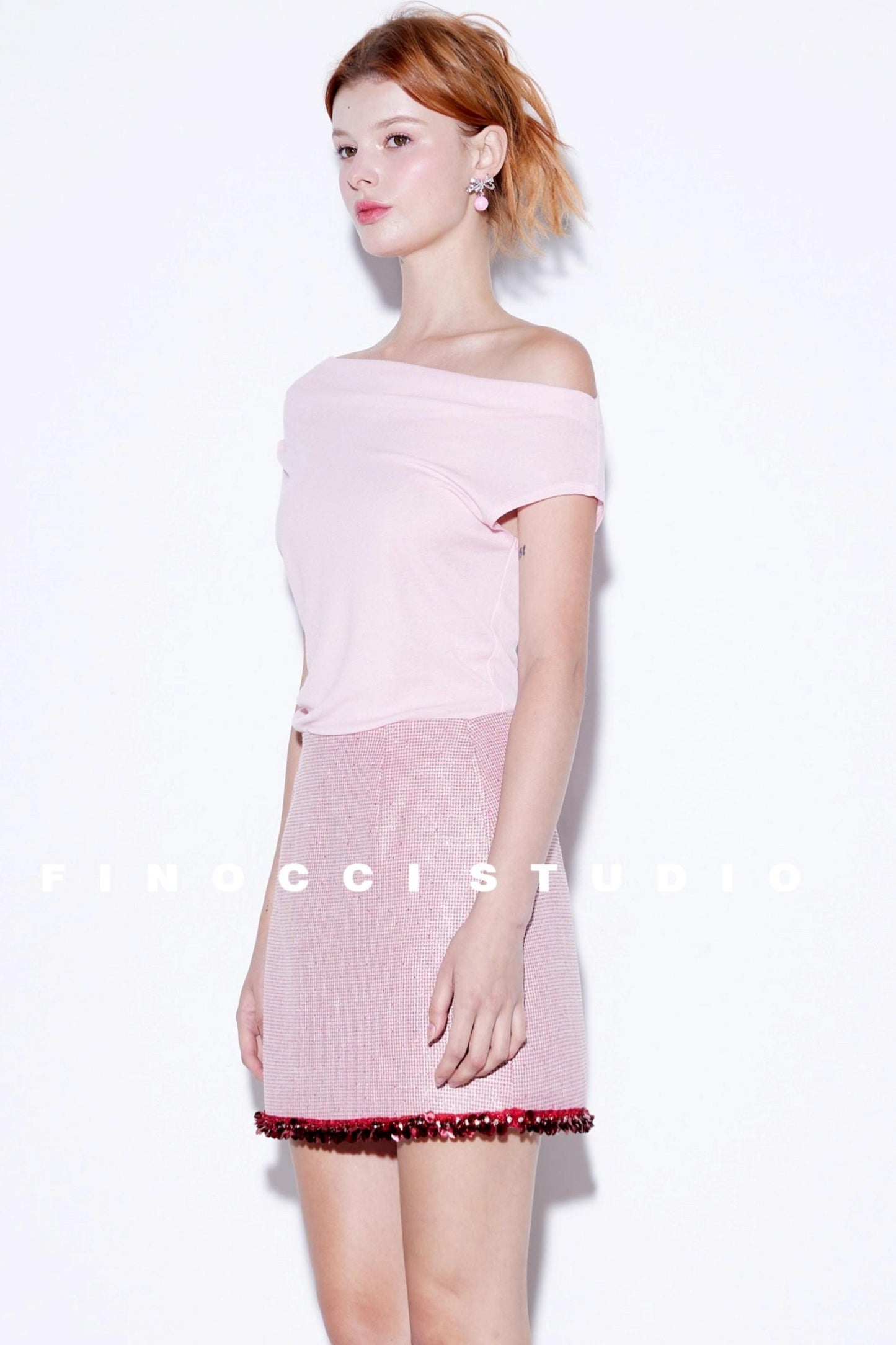 Nude Wool Pleated Top