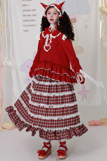 Red Plaid Lolita Skirt
