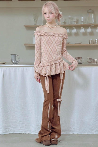 Corduroy Patchwork Flared Pants