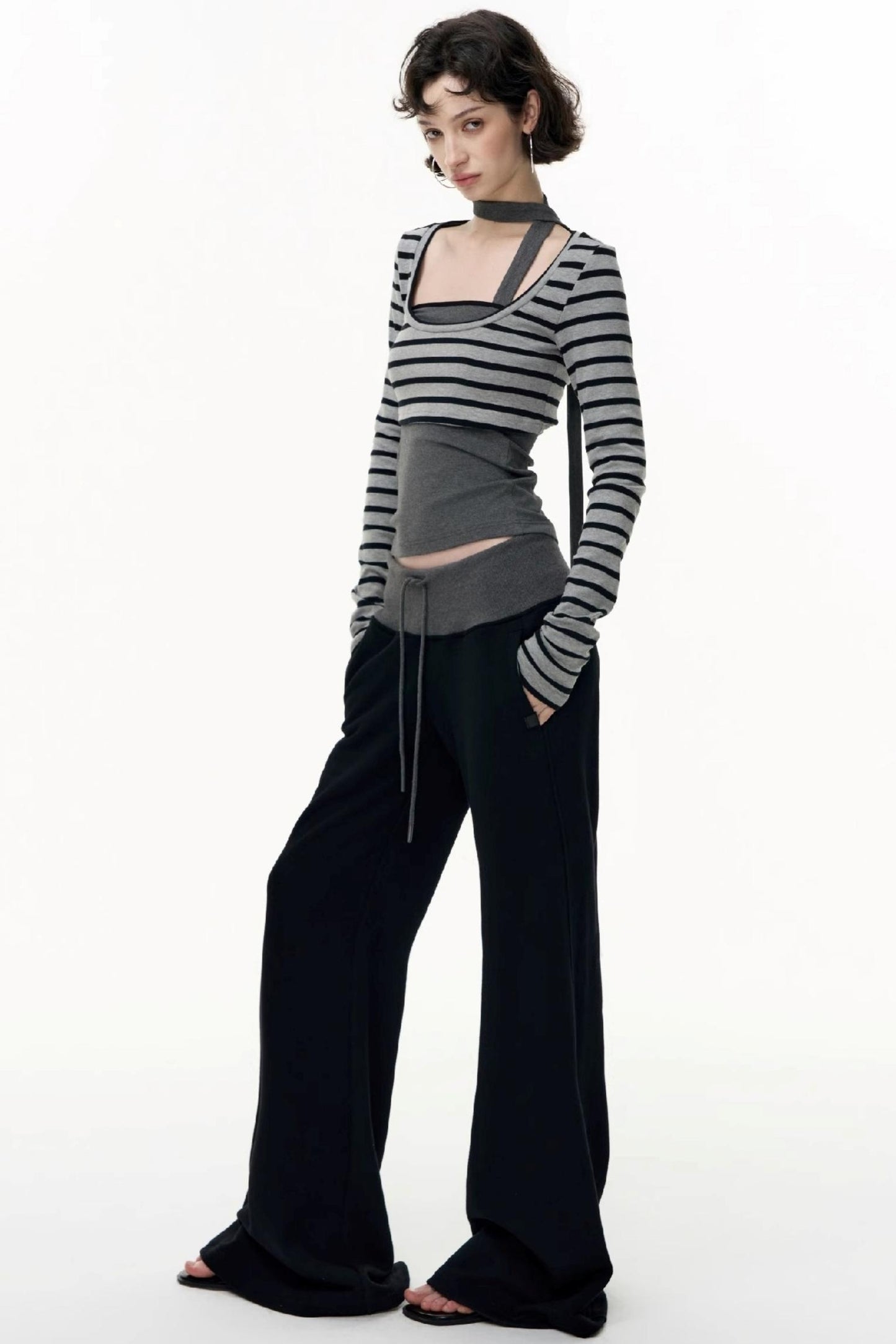 Flared Cotton Wide-Waisted Sweatpants