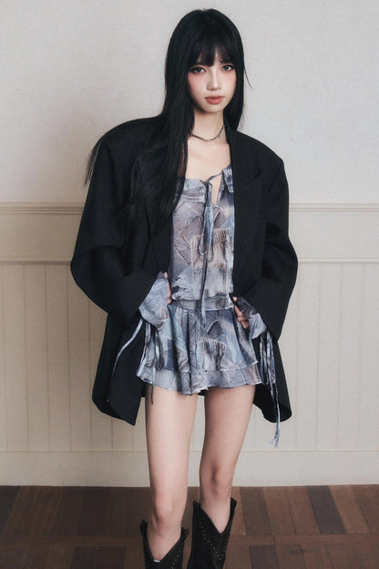 Ruffles Denim Shirt Dress