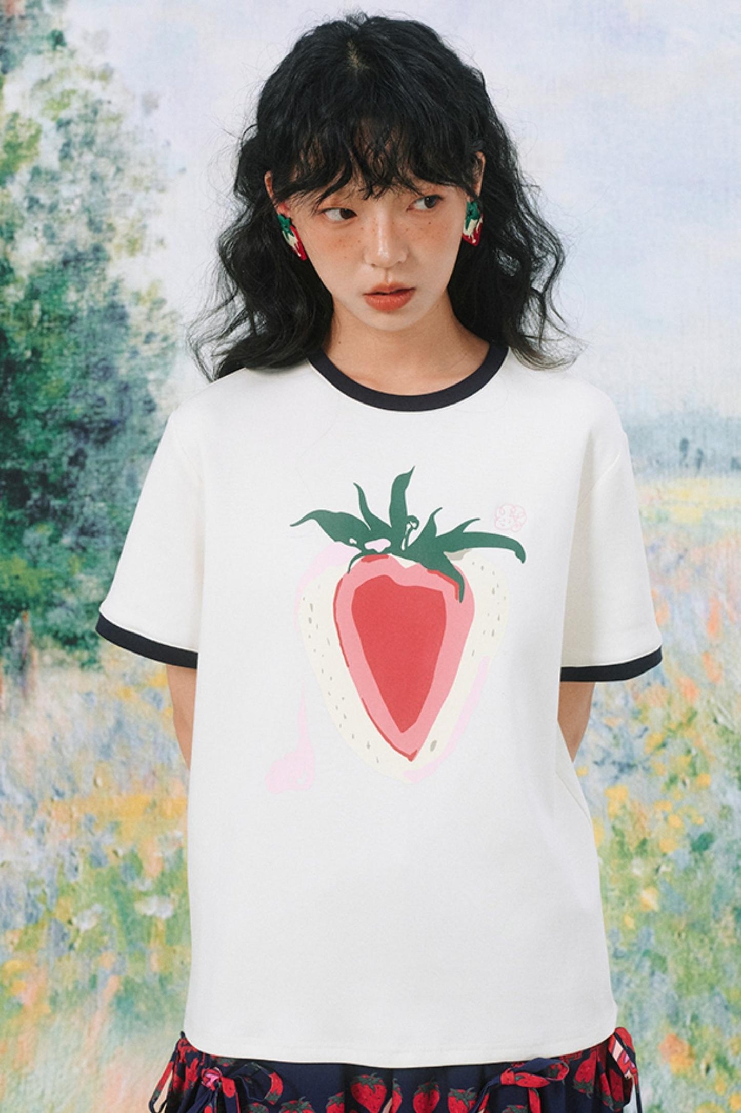 Cream Berry Milk White T-Shirt