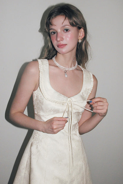 Beige A-line Mini Dress Set