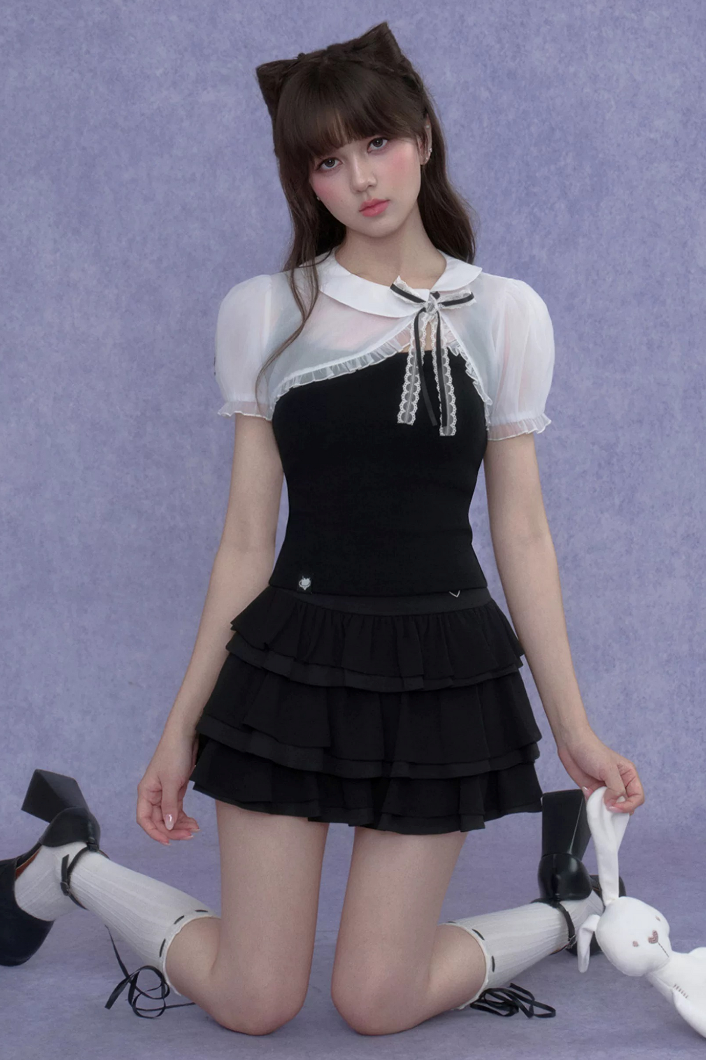 Two-Tone Puff Sleeve Top Set-Up