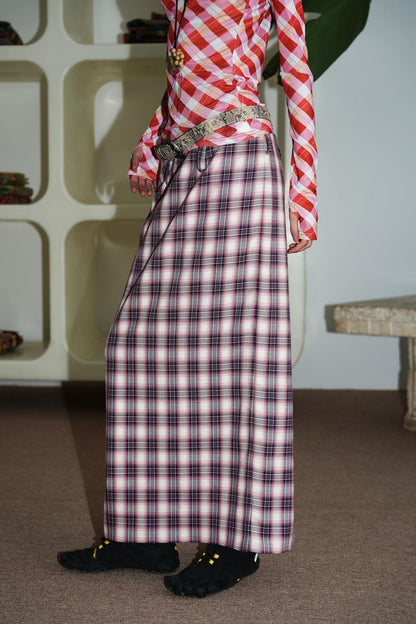 Vintage Long Straight Pleated Skirt