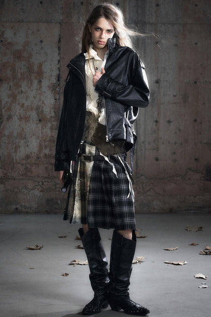 Black Textured Leather Jacket