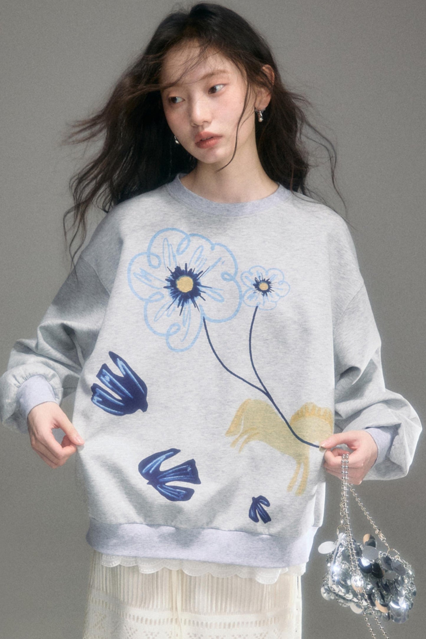 Flying Bird Print Skirt