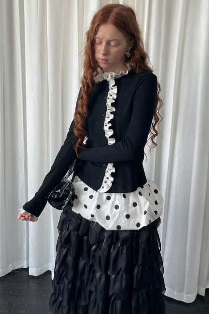 Polka Dot Lace Long Sleeve Cardigan