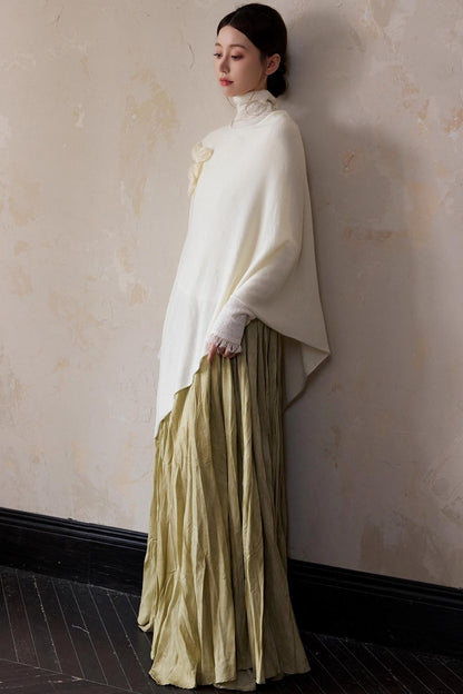Autumn White Wool Cape