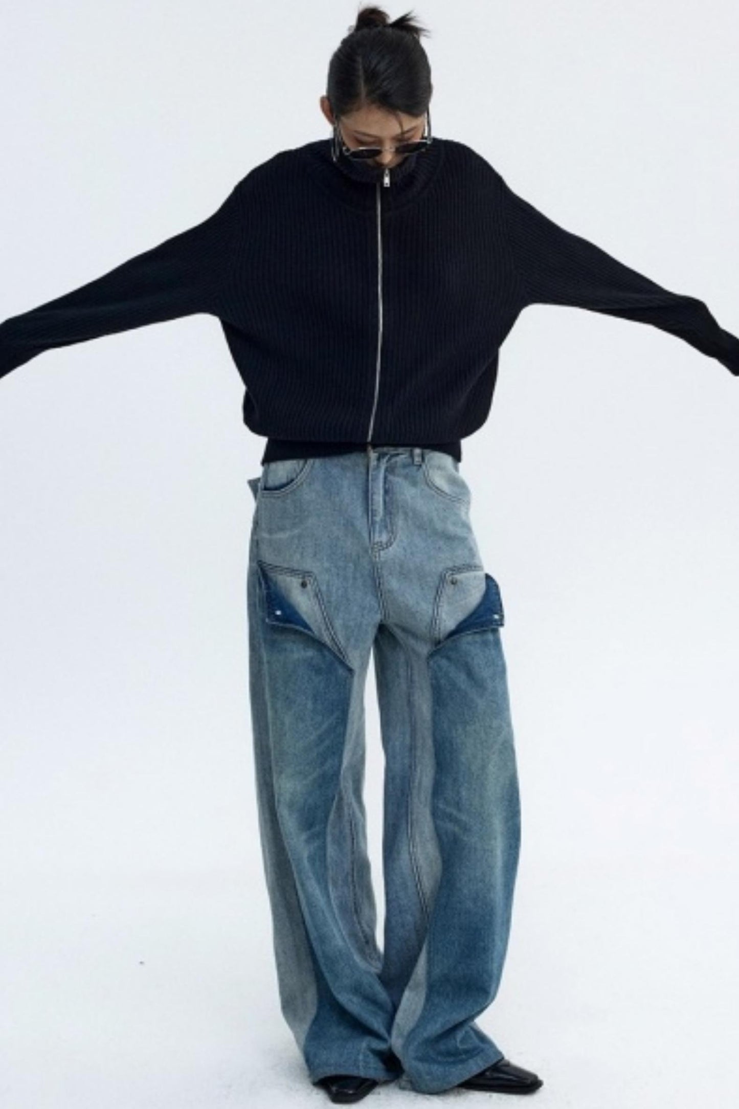 Slim Fit High-Neck Knit Cardigan