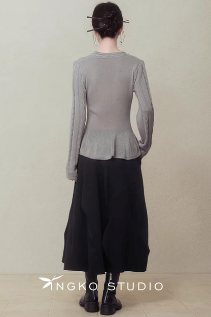 Ingko Cloud Gray Knit Cardigan
