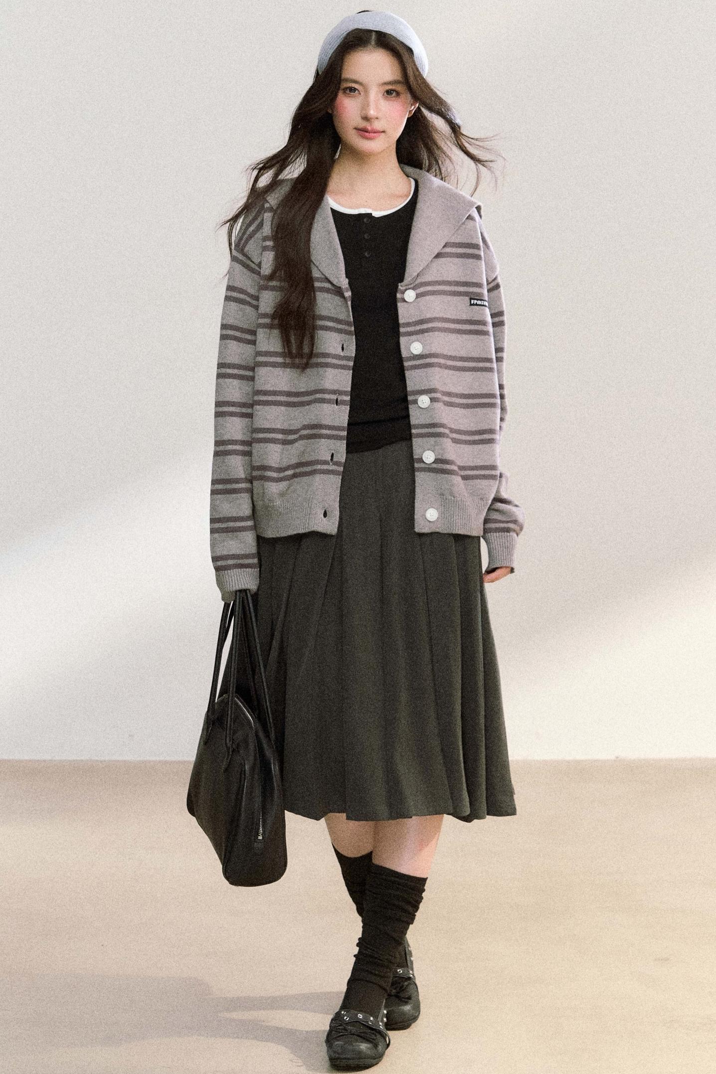 Striped Basic Cardigan Sweater