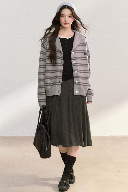 Striped Basic Cardigan Sweater