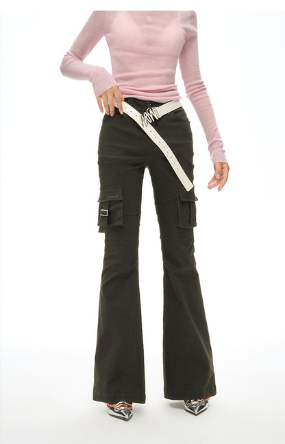 High Waist Flared Cargo Pants