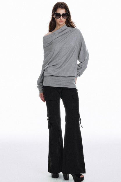 Lazy Style Off-The-Shoulder Knitted Dress