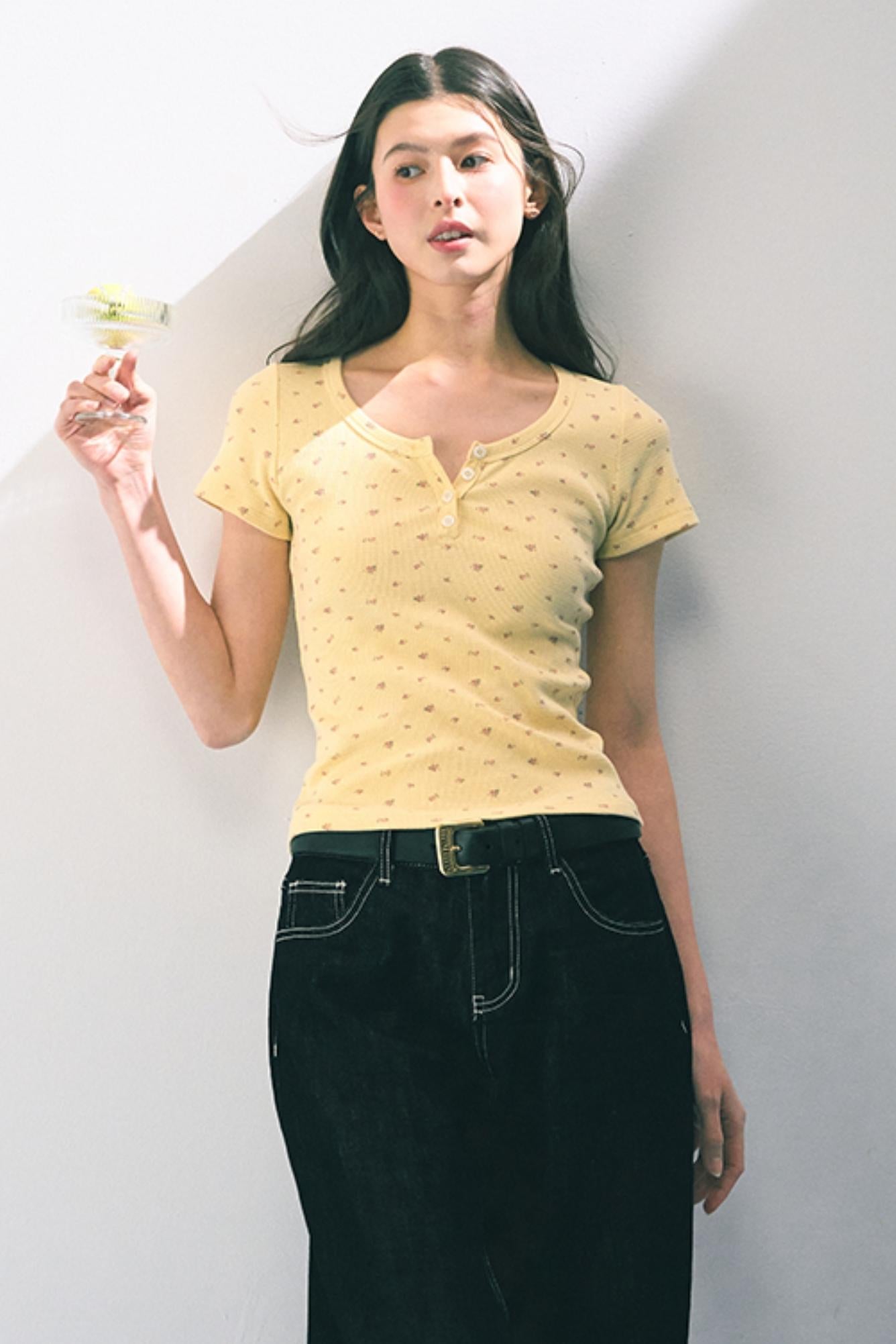 Floral Slim Fit Knit T-Shirt