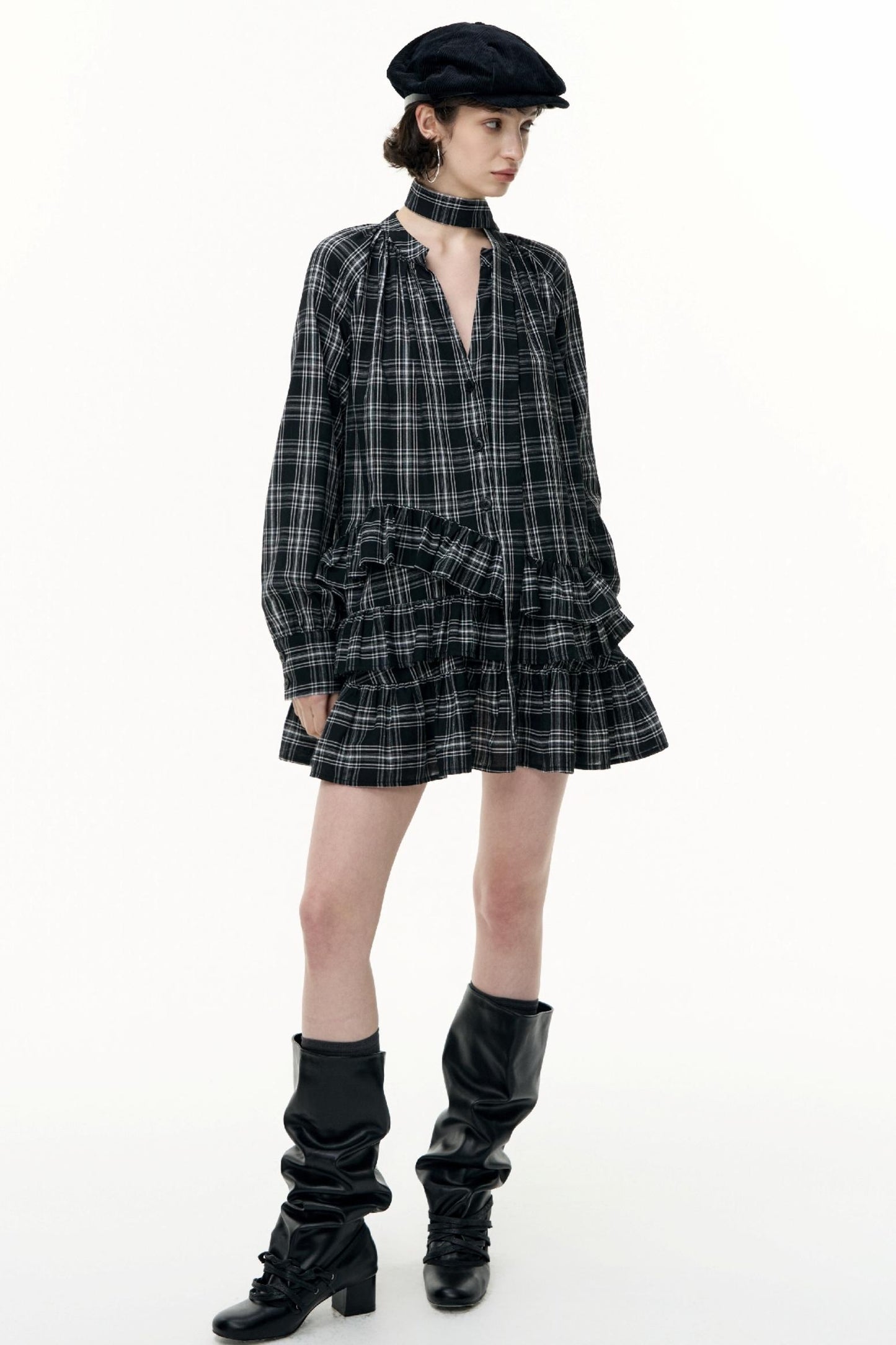 Salt Tea Plaid Shirt Dress