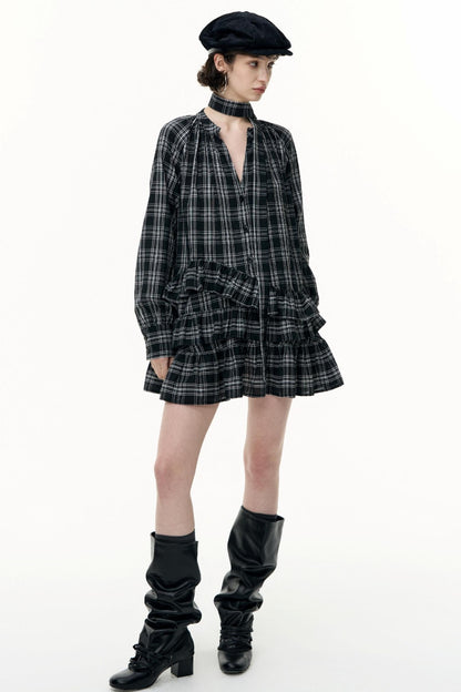 Salt Tea Plaid Shirt Dress