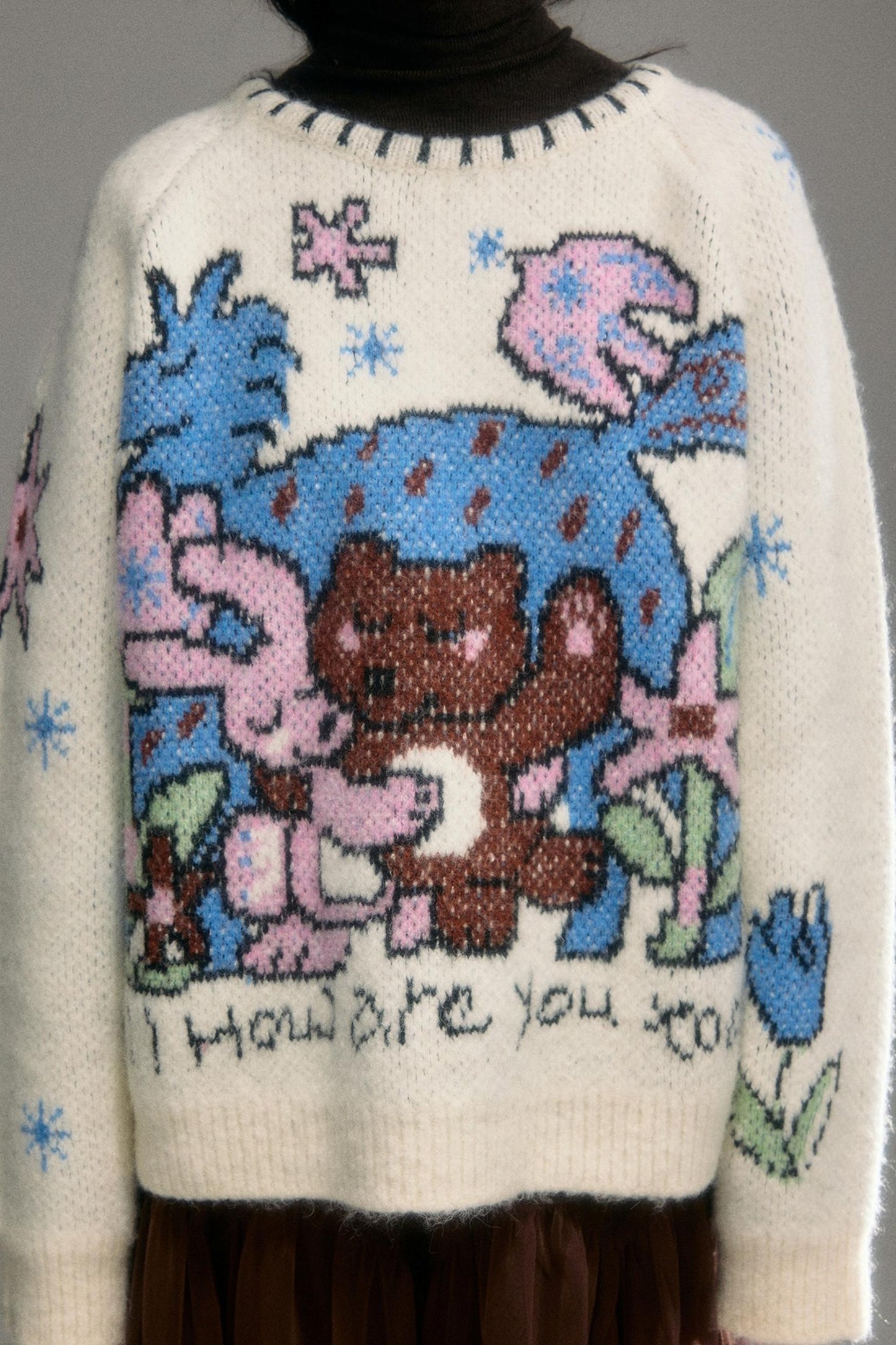Plush Animal Jacquard Sweater