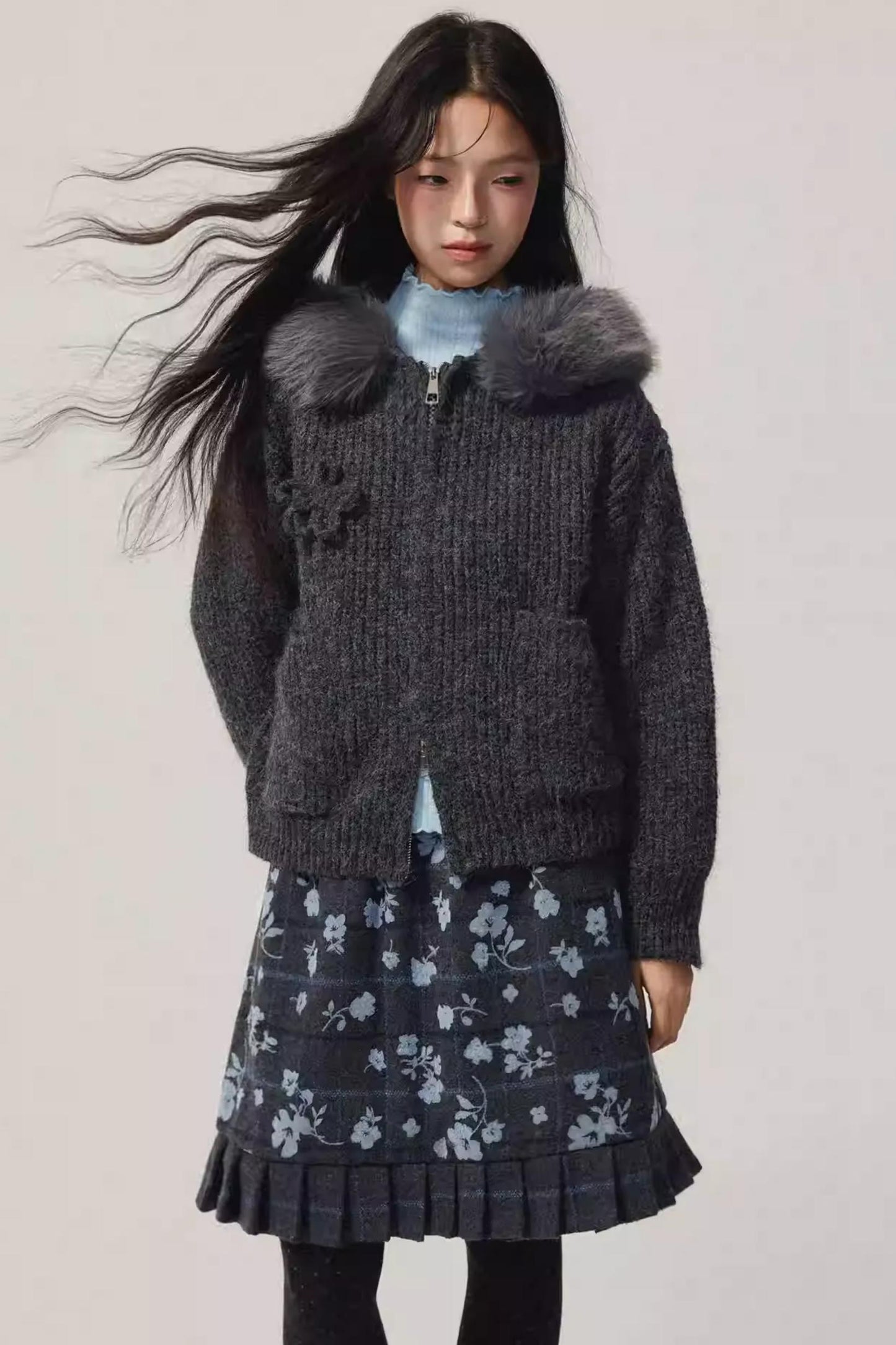 Lake Blue Fleece Knit Top