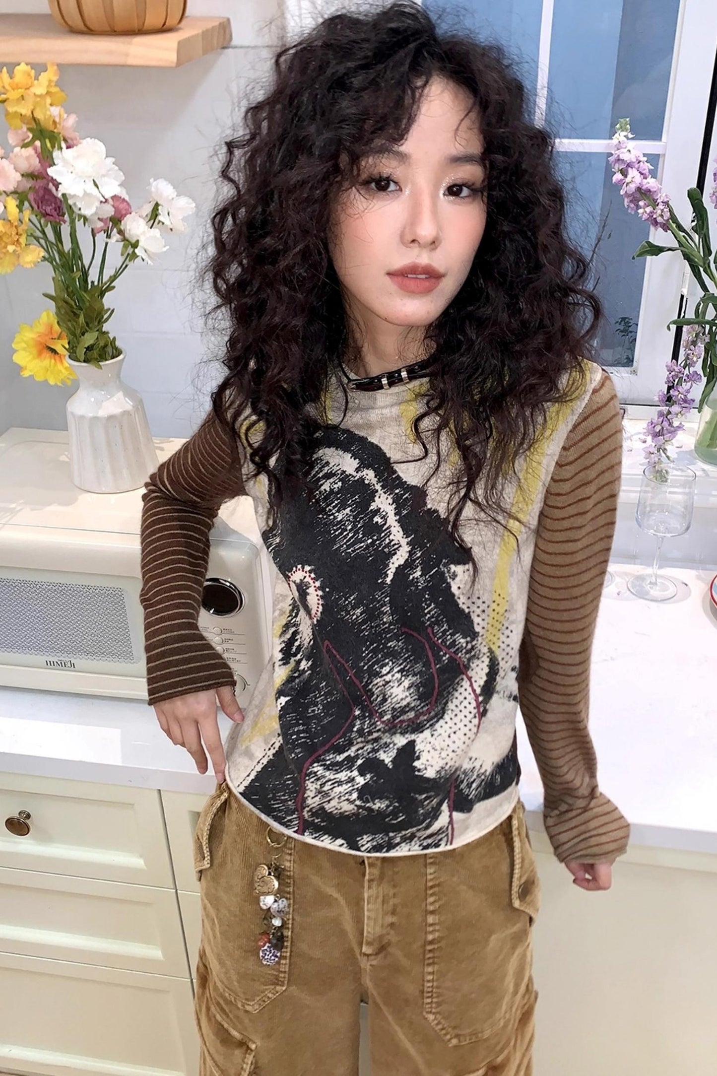 Retro Woolen Printed Top