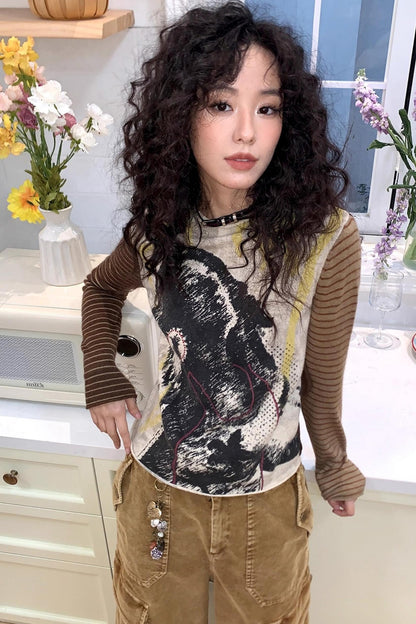 Retro Woolen Printed Top