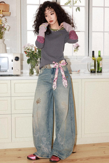 Striped Color-Blocking Slim T-Shirt