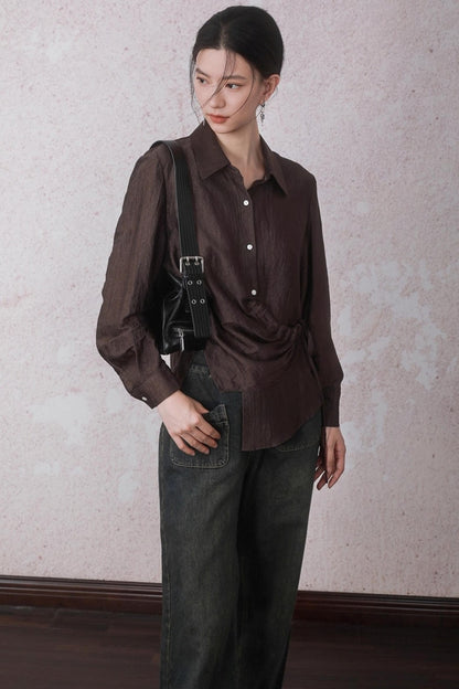 Autumn Acetate Chinese Shirt