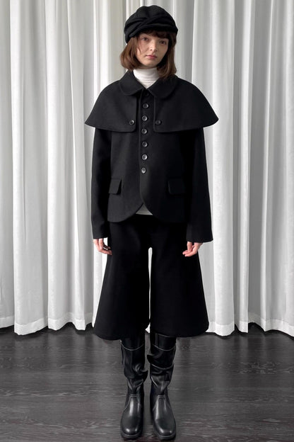 Versatile Black Woolen Suit Jacket