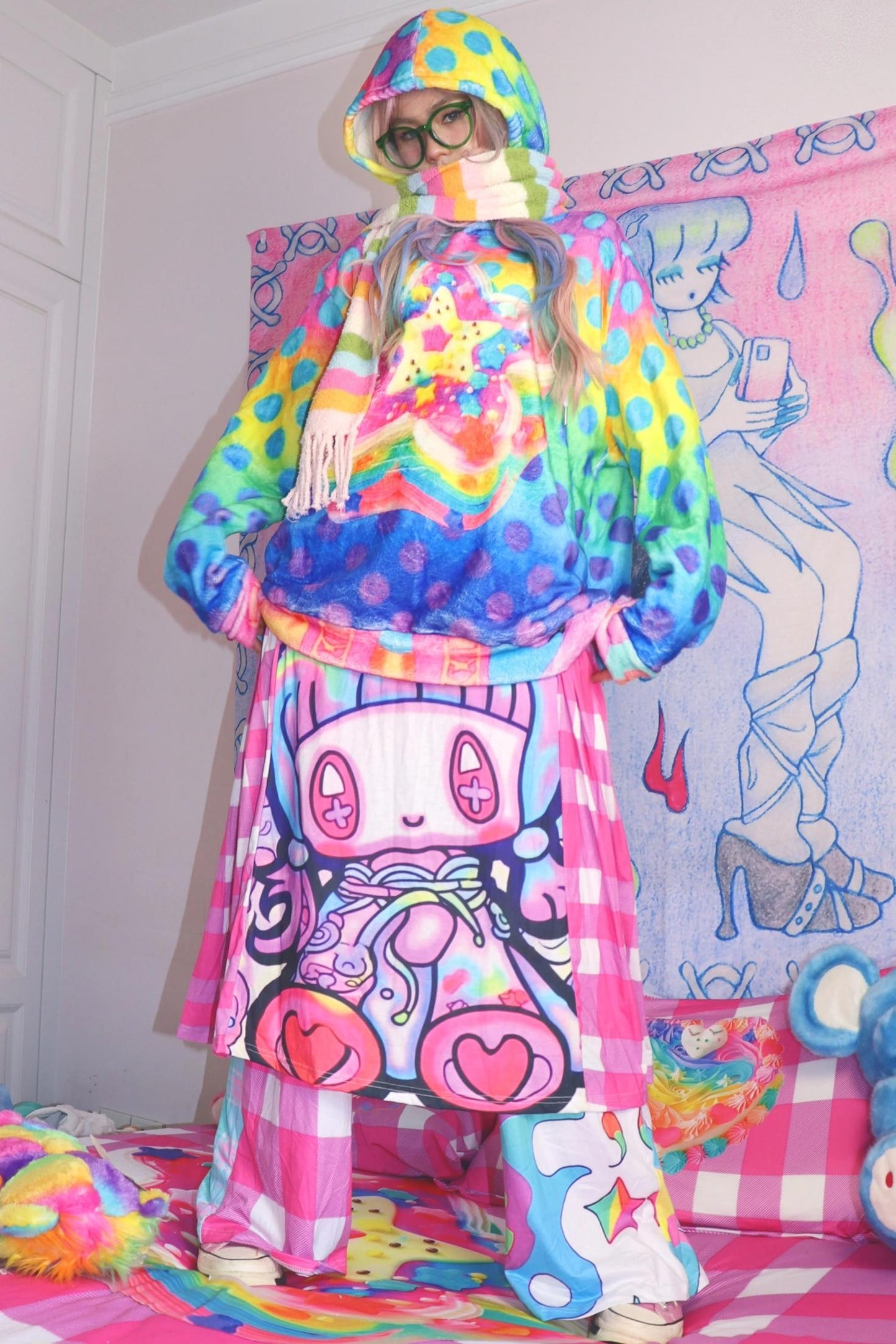 Colourful Polka Dot Hooded Sweatshirt